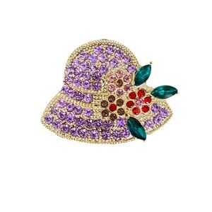 Purple with Multicolored Floral Design Brooch